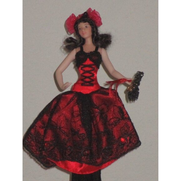 Popular Creations Sophia Red Black Dress Tassel Doll Porcelain Good Pre Owned - Picture 2 of 7